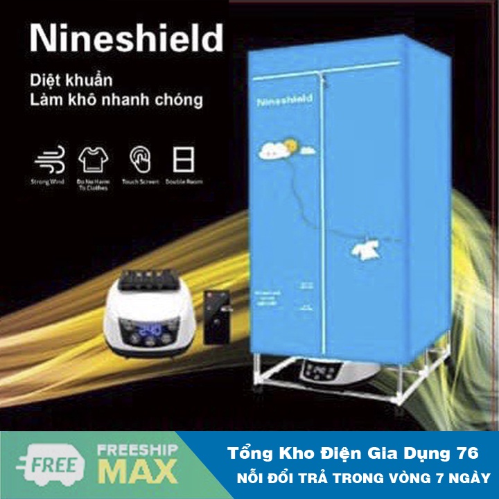 Tủ sấy quần áo Nineshield , Máy sấy quần áo 3 in 1 kháng khuẩn ,Mẫu mới nhất năm 2022 - Bảo hành 1 năm