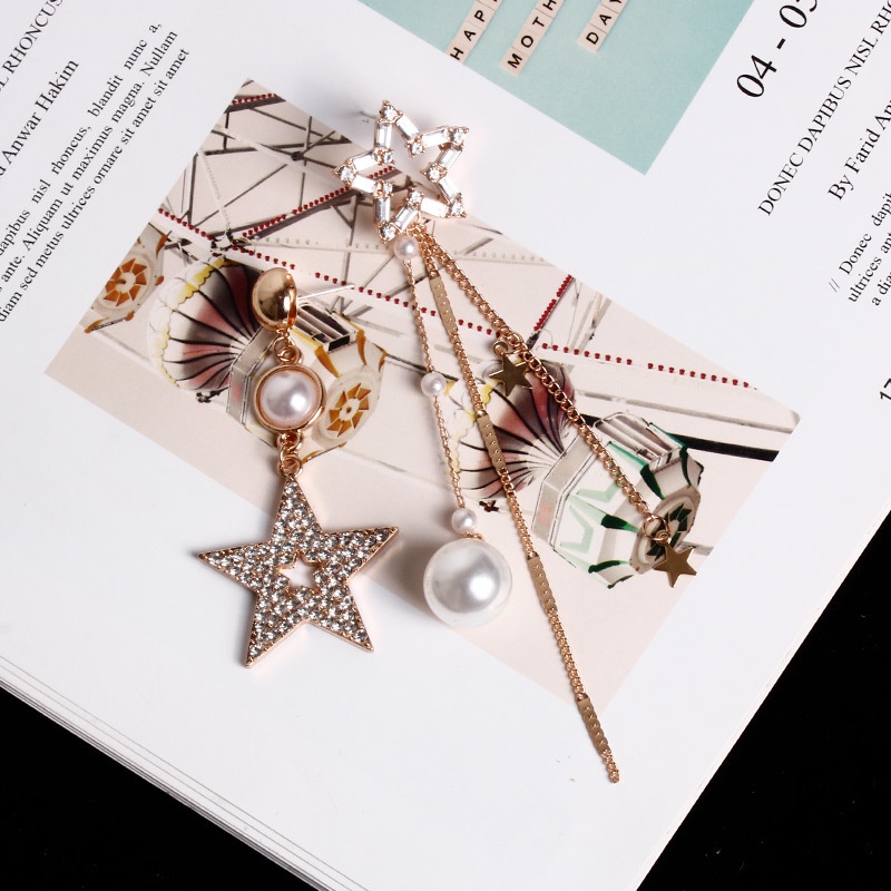 Khuyên tai dài mạ bạc 925 đính đá và ngọc trai xinh xắn thời trang cho nữ