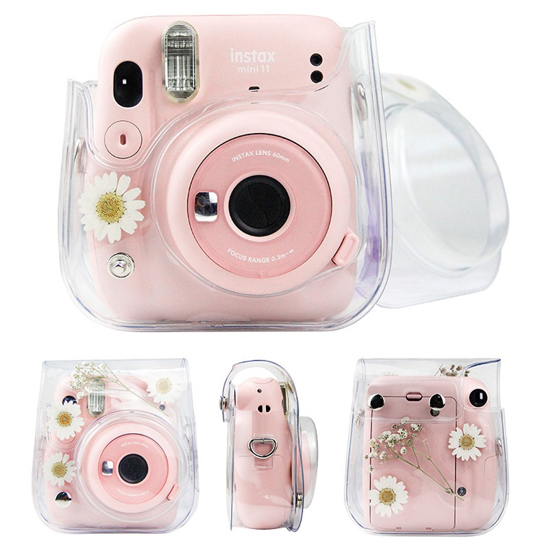 [Mã ELORDER5 giảm 10K đơn 20K] CASE BẢO VỆ MÁY INSTAX MINI 11 - MẪU HOA TRONG SUỐT