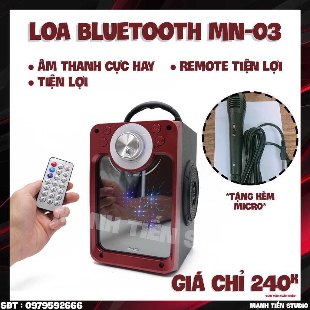 [ Hot Nhất ] Loa bluetooth karaoke MN03 -ghim mic hát karaoke, phát nhạc youtube, zing -  tặng kèm 1 micro