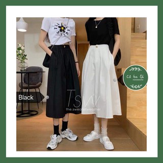 Chân váy thô trơn xòe 1 cúc 595 ulzzang hot trend