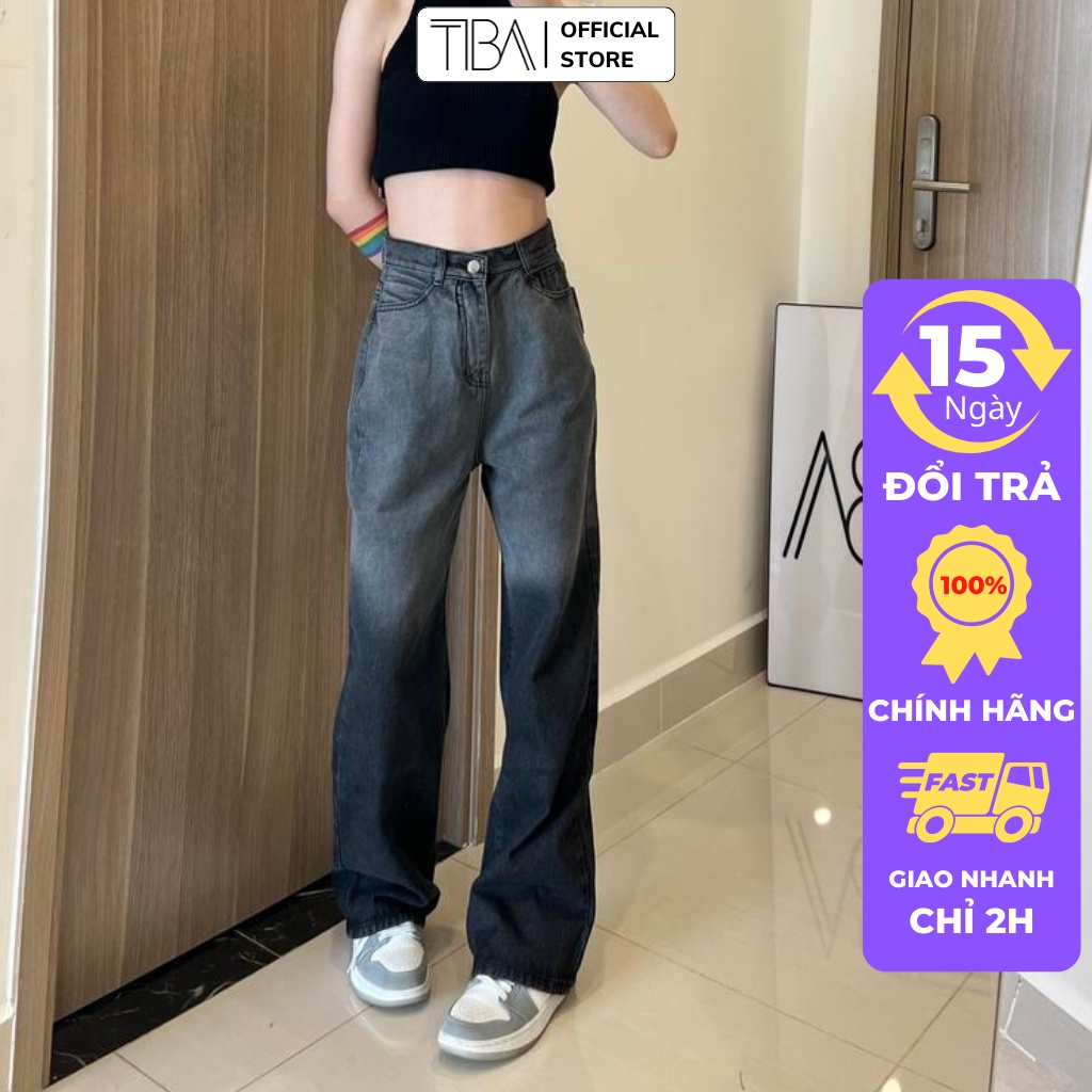 Quần jean ống suông nữ TBA dáng dài lưng cao ống rộng tôn dáng siêu thoải mái chuẩn phom, kiểu trơn basic dễ phối đồ Q51