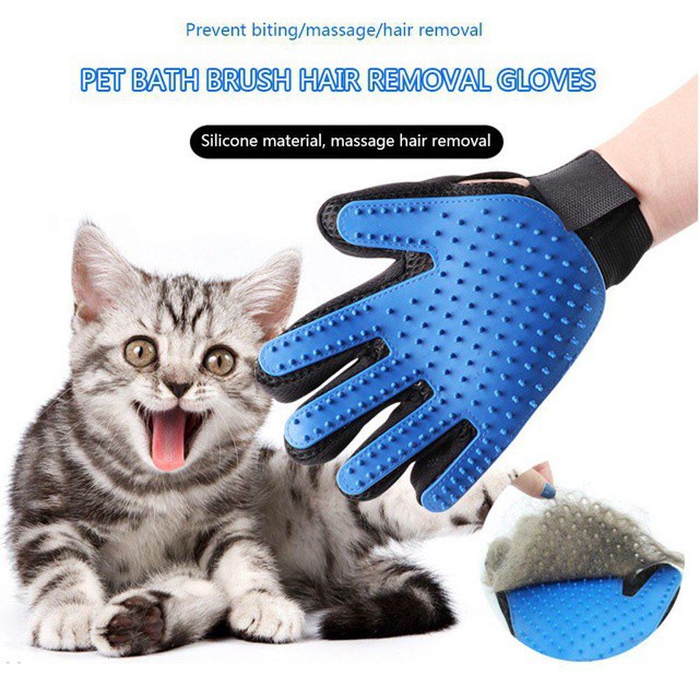 Găng Tay Cao Su Mát Xa, Loại Bỏ Lông Rụng Cho Thú Cưng
