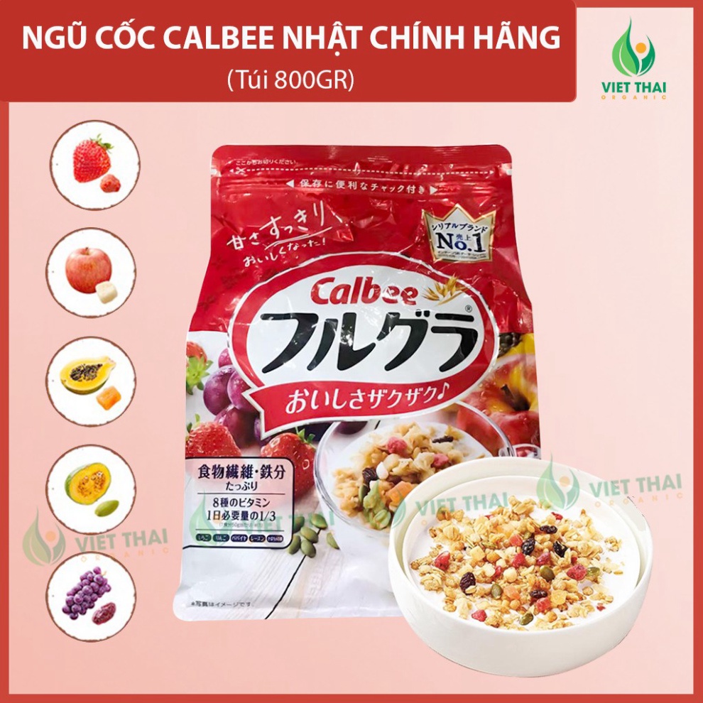 Ngũ cốc Calbee Ngũ cốc Calbee Nhật Bản hoa quả , trái cây dùng ăn sáng - ăn kiêng giảm cân ( 800G )