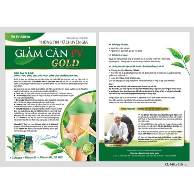 Viên Uống Giảm Cân Pv Gold hỗ trợ giảm cân hiệu quả Dược Phúc Vinh 60 Viên