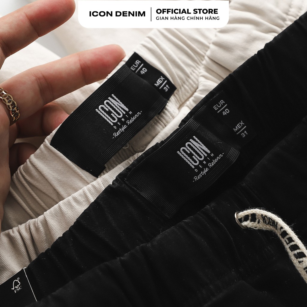 Quần Short Kaki Nam Trơn ICON DENIM Lưng Thun Ống Suông