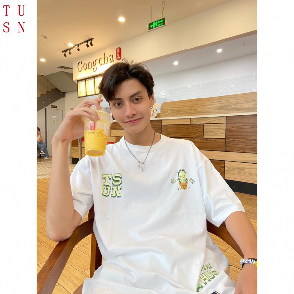【COD】 Áo thun TSUN - Họa Tiết Xương Rồng - Cactus/ Trắng ! ảnh