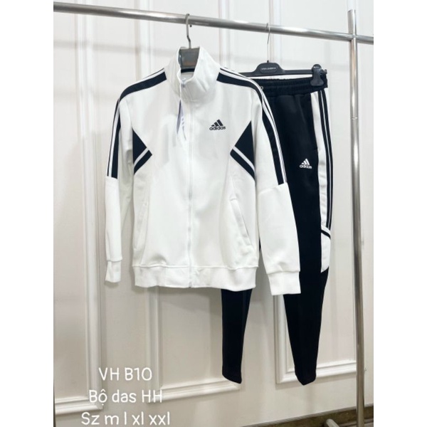 Bộ quần áo thể thao chất lượng cao adidas nam sọc đen trắng size M L XL