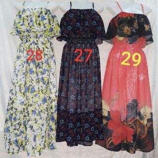 Đầm maxi voan 2 dây bèo