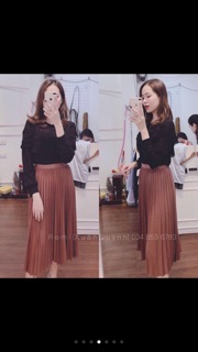 Chân váy xếp li - dáng midi ( ảnh thật - hàng sẵn )