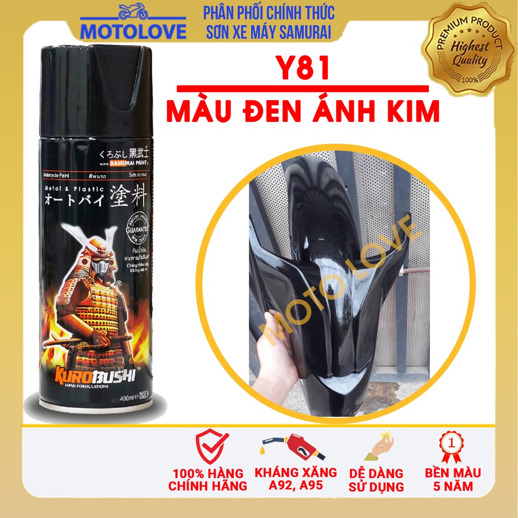 Combo Sơn Samurai màu đen kim loại Y81  loại 2K chuẩn quy trình độ bền 5 năm gồm 2K04 - Y81 -2k01 hàng nhập khẩu.