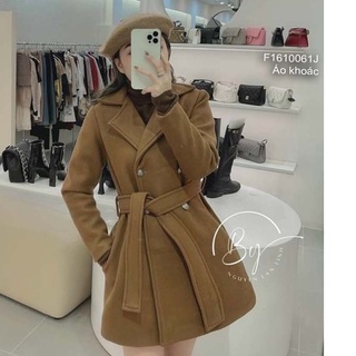 Áo khoác dạ cổ vest thắt đai nơ eo tay dài!