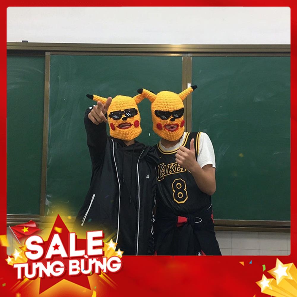 Mũ len hình Pikachu đội đầu hài hước, Mặt nạ dễ thương, Mũ Len đội đầu độc lạ MSP61320