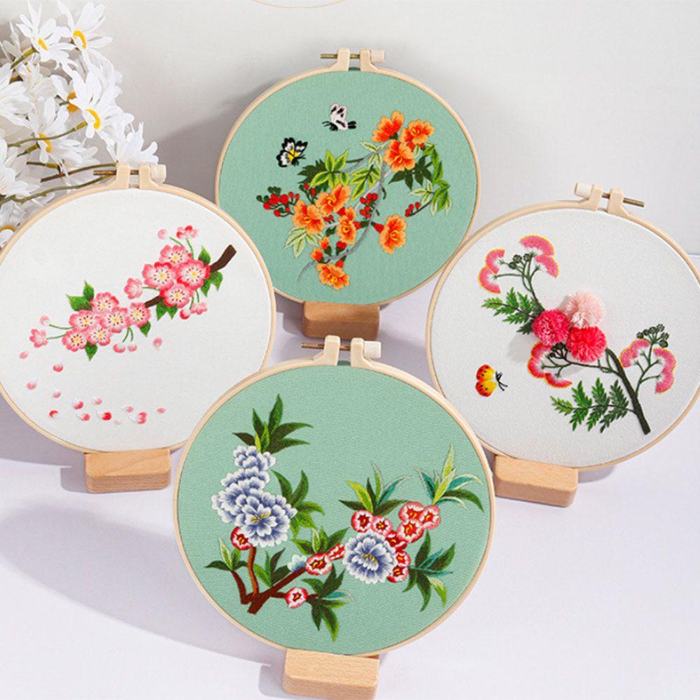 Bộ Dụng Cụ Thêu Hoa Thủ Công Kèm Vòng Treo Tiện Dụng