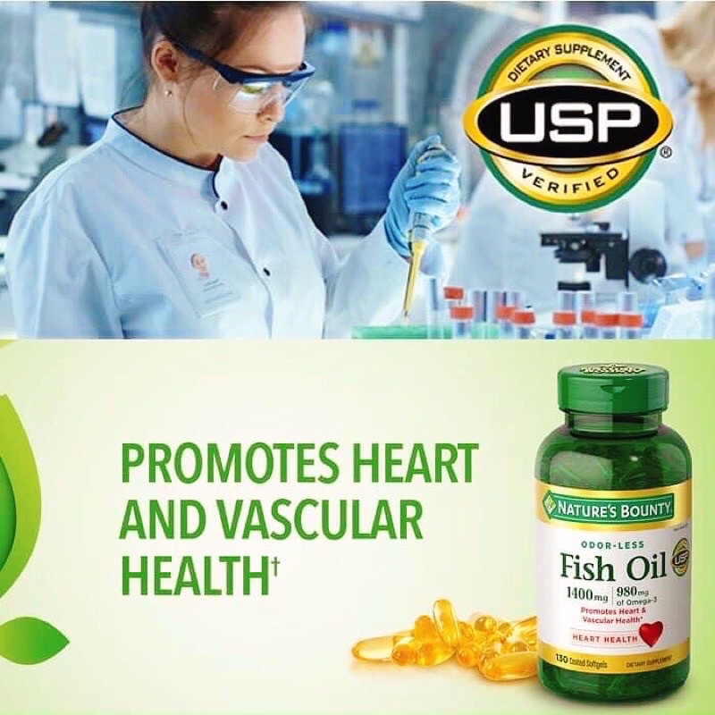 Viên uống Nature's Bounty Fish Oil 1400mg của Mỹ 130 viên