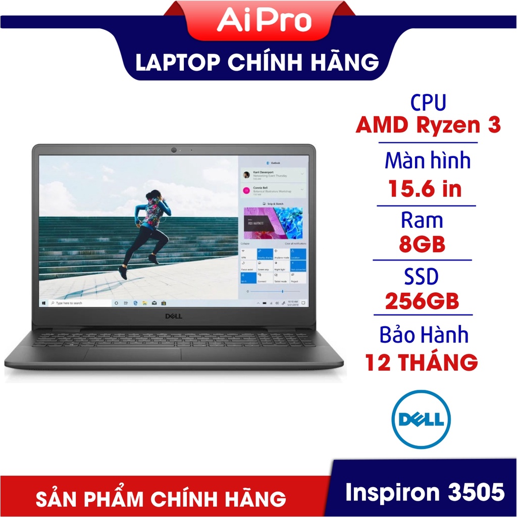 Laptop DELL Inspriron 3505 - AMD Ryzen 3 | 8G | 256GB | 15.6' FHD - BH 12 Tháng