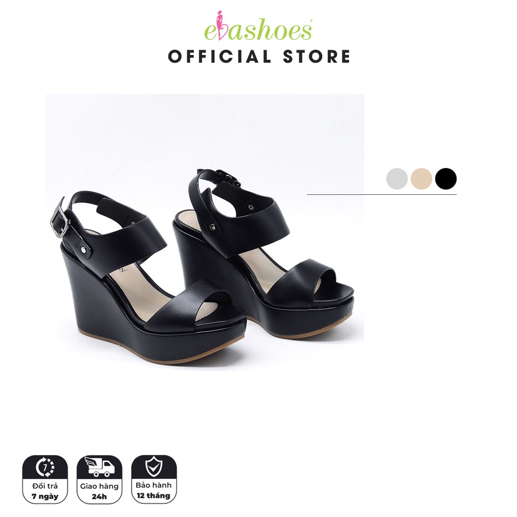 [Mã LT50 giảm 50k đơn 250k] Sandal Đế Xuồng Quai Ngang Da Tổng Hợp 12cm Evashoes