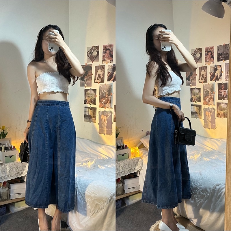 Chân Váy Jean Dáng Xoè Dài Taobao Order Phong Cách Hàn