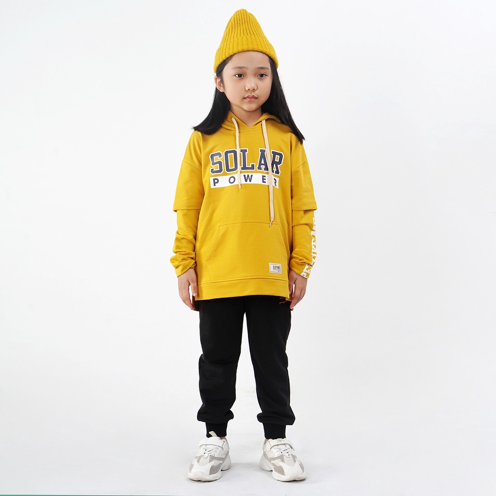 Áo hoodie trẻ em SAYME áo nỉ mũ tay 2 lớp vải da cá dày dặn ấm áp KCHO0010