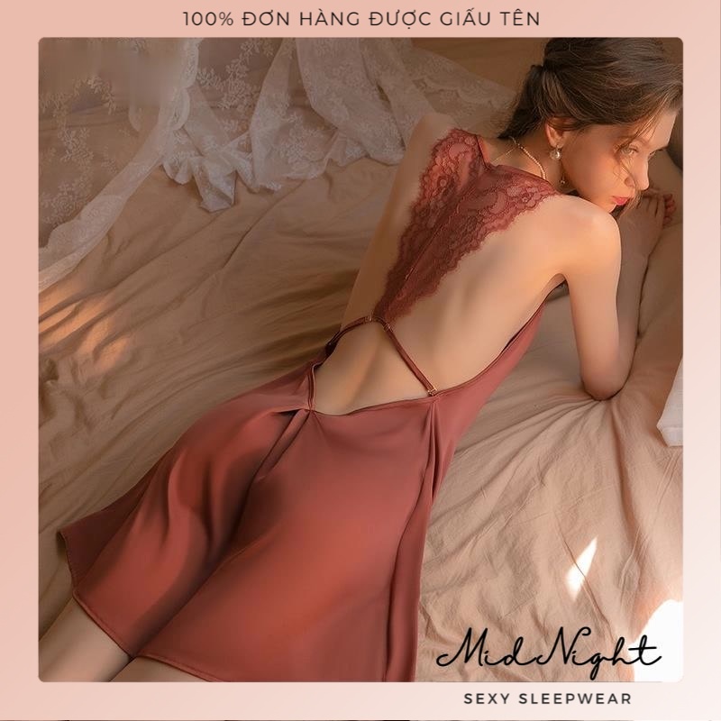 Váy Ngủ Sexy Hai Dây Xuyên Thấu Gợi Cảm Lụa Satin Sang Trọng - Bộ Đồ Lót Quyến Rũ Khiêu Gợi Đầy Cám Dỗ Mid Night Sexy | BigBuy360 - bigbuy360.vn