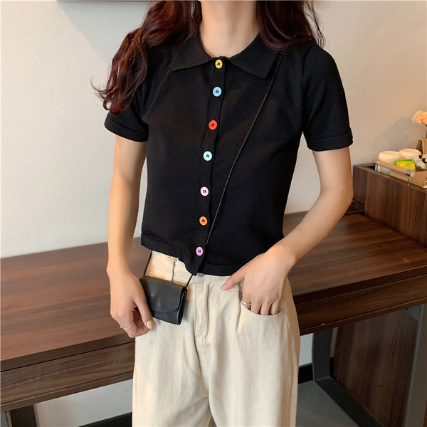 Áo dáng lửng ôm tay ngắn thời trang phong cách Hàn Quốc dành cho nữ | BigBuy360 - bigbuy360.vn