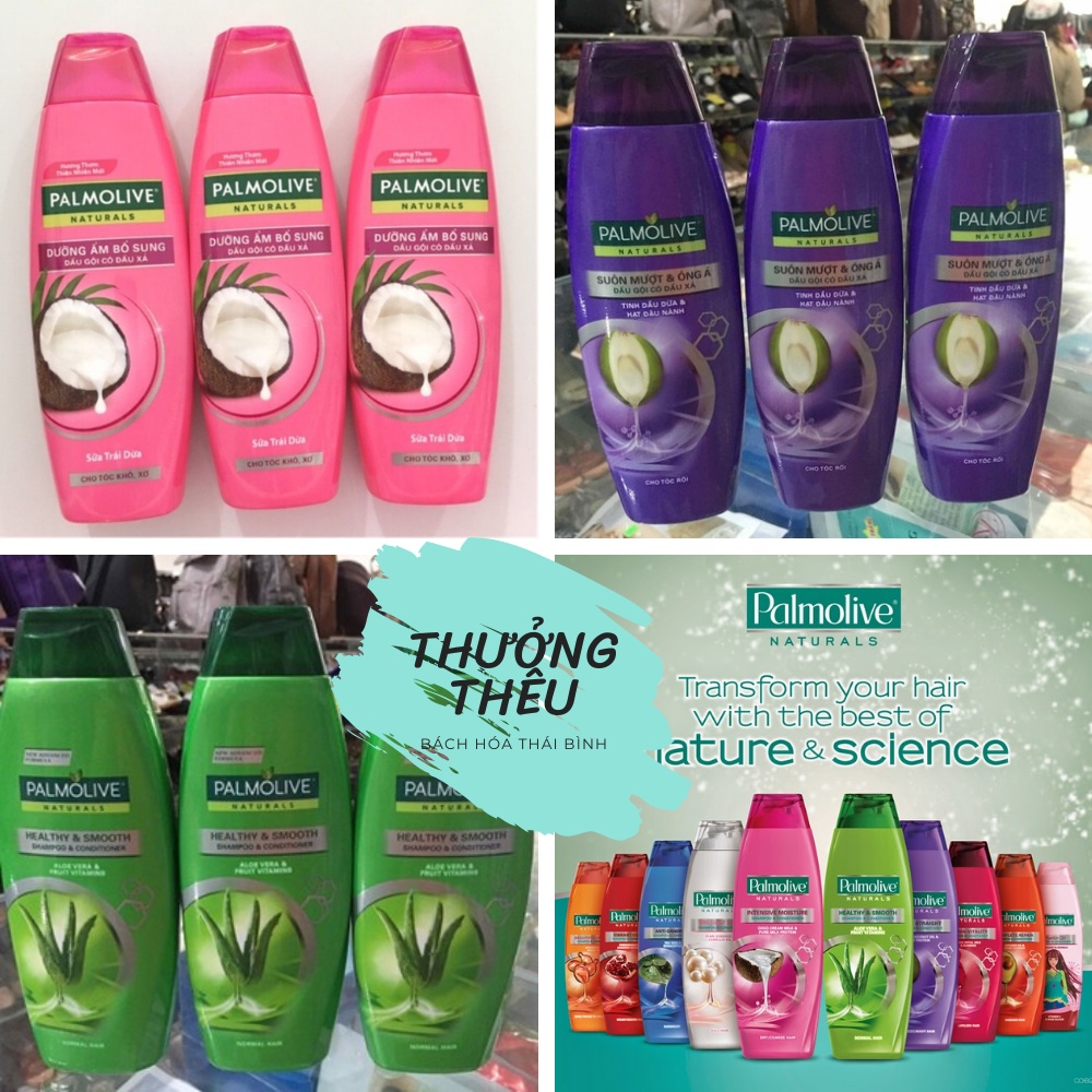 Dầu gội có dầu xả Palmolive suôn mượt và dưỡng ẩm thiên nhiên chai 180ml