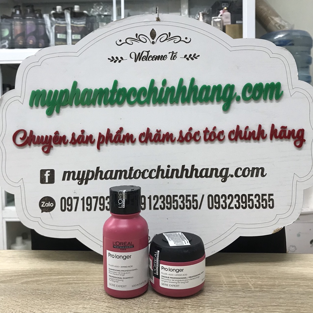 Travel set gội và mặt nạ giảm gãy rụng, dưỡng dài và dày tóc L'Oréal Pro Longer 100ml - 75ml