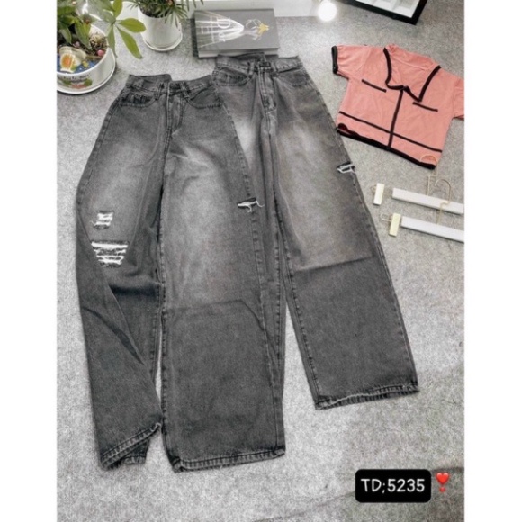 Quần Baggy jeans ống xuông phai màu 5235 Cao Cấp - J05T