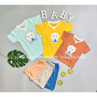 Bộ quần áo cộc tay cổ đáp V hình mèo Fathercare FC495