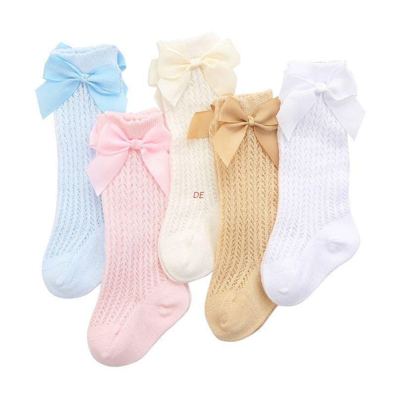 Tất Vải Cotton Phối Lưới Đính Nơ Dễ Thương Thời Trang Xuân Hè Cho Bé Gái 0-2 Tuổi