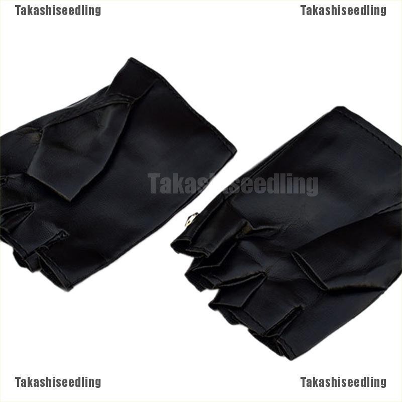 Găng tay da ngắn nửa ngón phối đinh tán thời trang cá tính