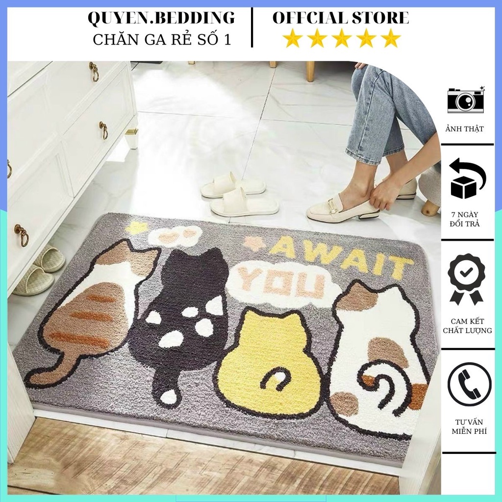 Thảm chùi chân thảm lau chân nhà tắm lông cừu 3d hình ngộ nghĩnh thấm hút tốt , chống chơn trượt kích thước 40x60 cm