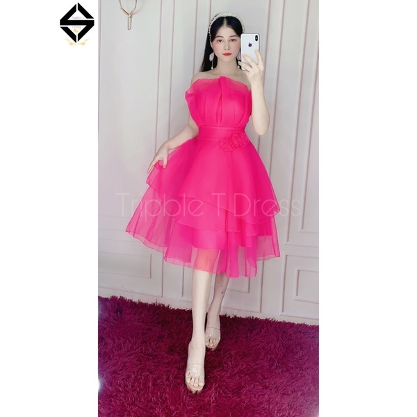 Đầm dự tiệc xếp tầng cúp ngực hoa eo TRIPBLE T DRESS - MS17Y- Size M/L