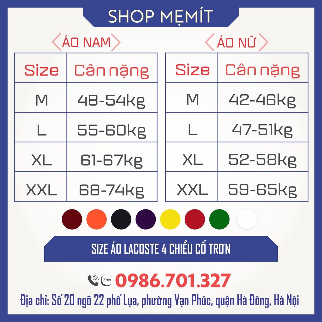 Áo Thun Vải Cá Sấu 4 Chiều Nam Nữ Đủ Size Phù hợp Làm Đồng Phục