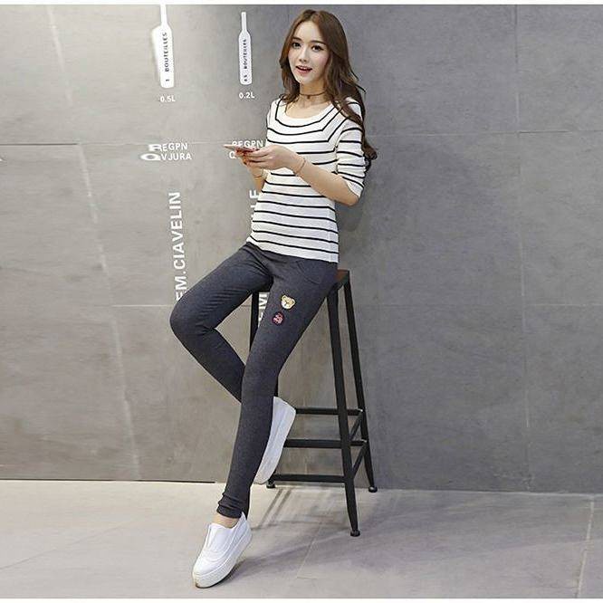 Quần Legging Cotton Màu Sắc Đơn Giản Phong Cách Phương Tây Cho Mẹ Bầu