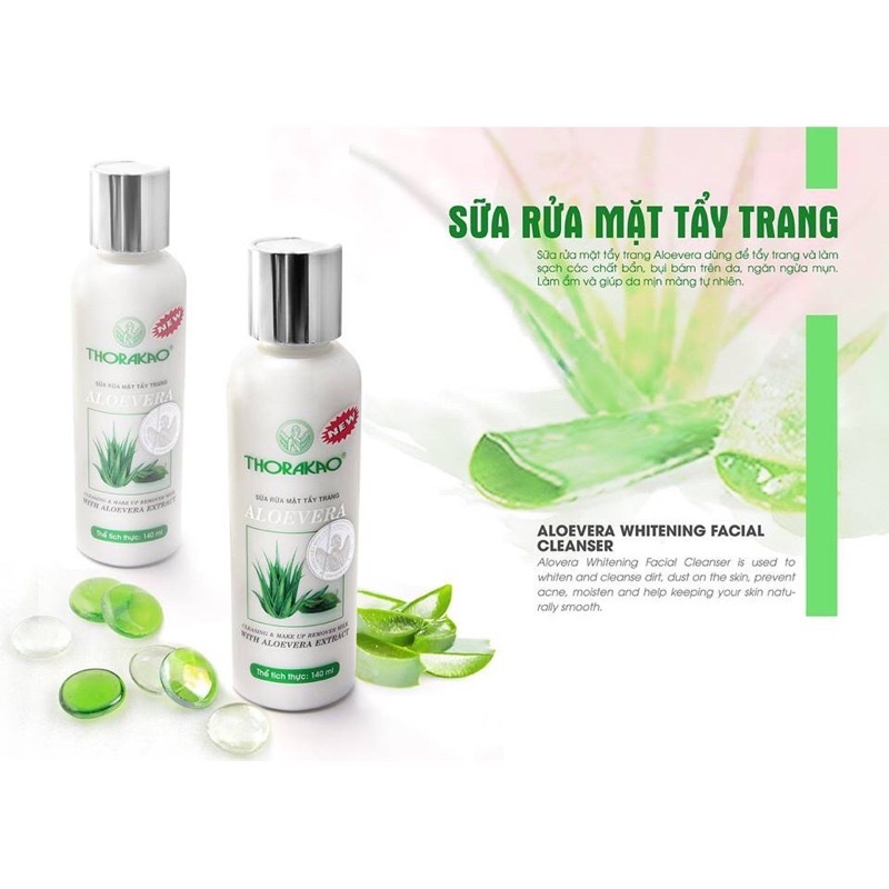 THORAKAO SỮA RỬA MẶT TẨY TRANG ALOEVERA 140G