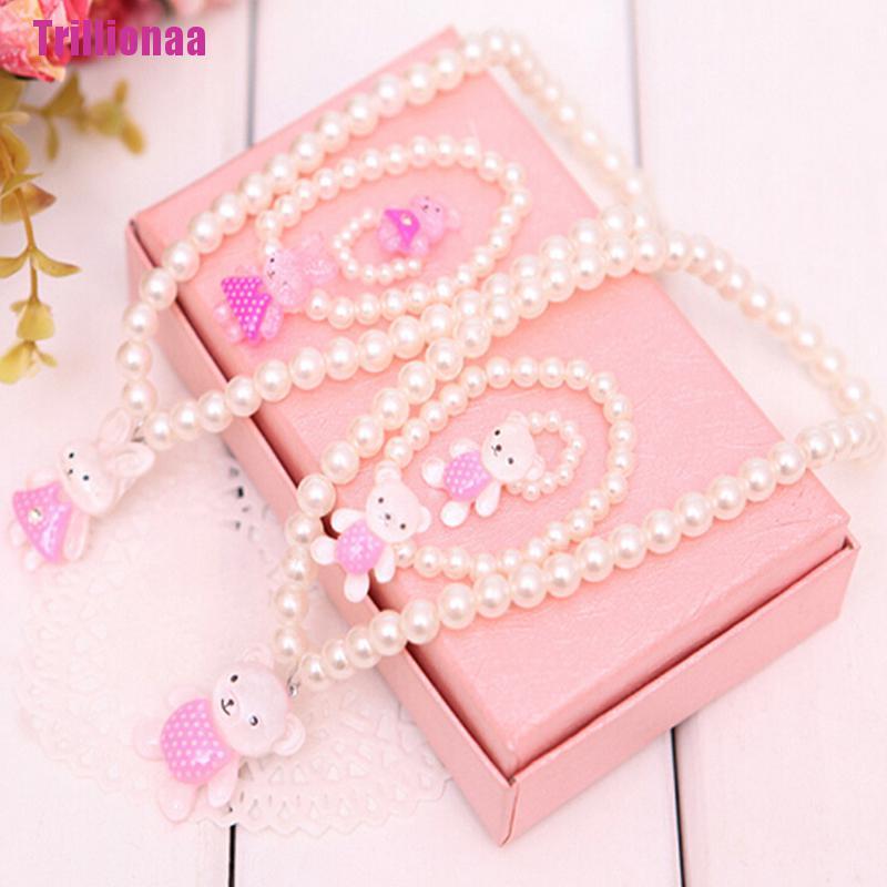 Set trang sức gồm dây chuyền / vòng tay / nhẫn ngọc trai xinh xắn cho bé