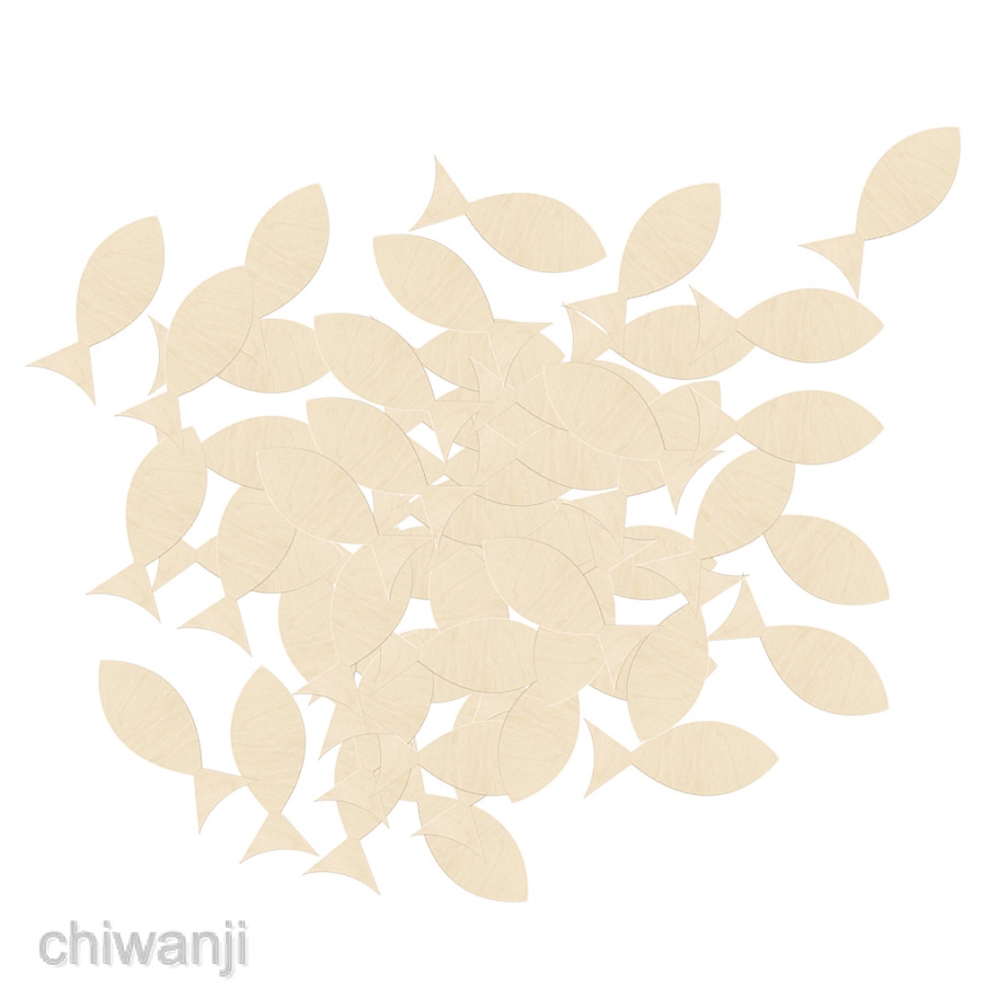 Set 50 Thẻ Gỗ Hình Cá Trang Trí Đa Dụng