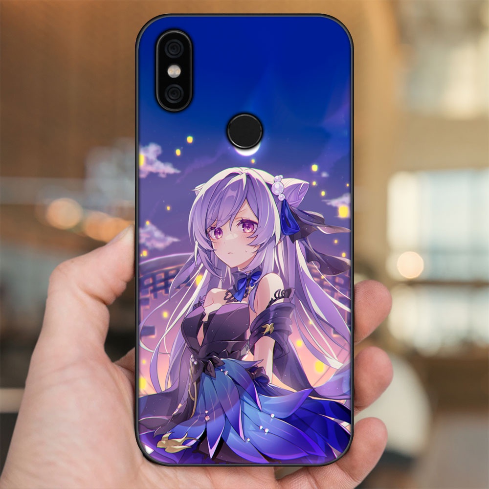 Ốp lưng Xiaomi Mi A2, Redmi 6X viền đen in hình Keqing Genshin Impact