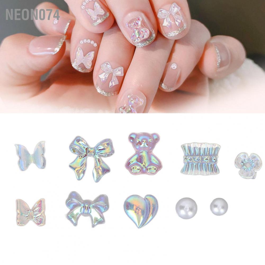 [Hàng mới về] Phụ kiện đính móng trang trí sáng bóng nhiều hình dạng dễ thương thích hợp sử dụng tại nhà/salon