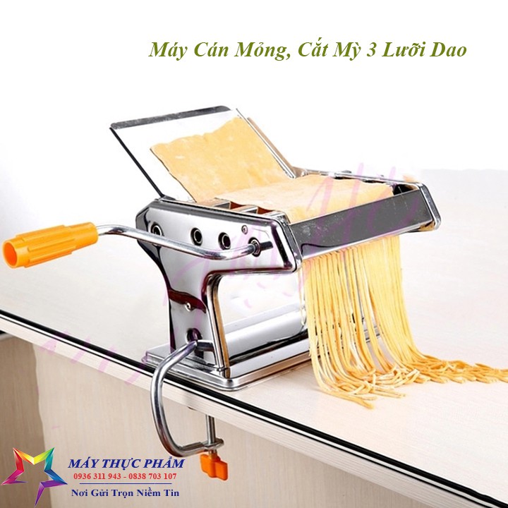 Máy cán mỳ - Máy làm mỳ sợi đa năng 3 lưỡi dao