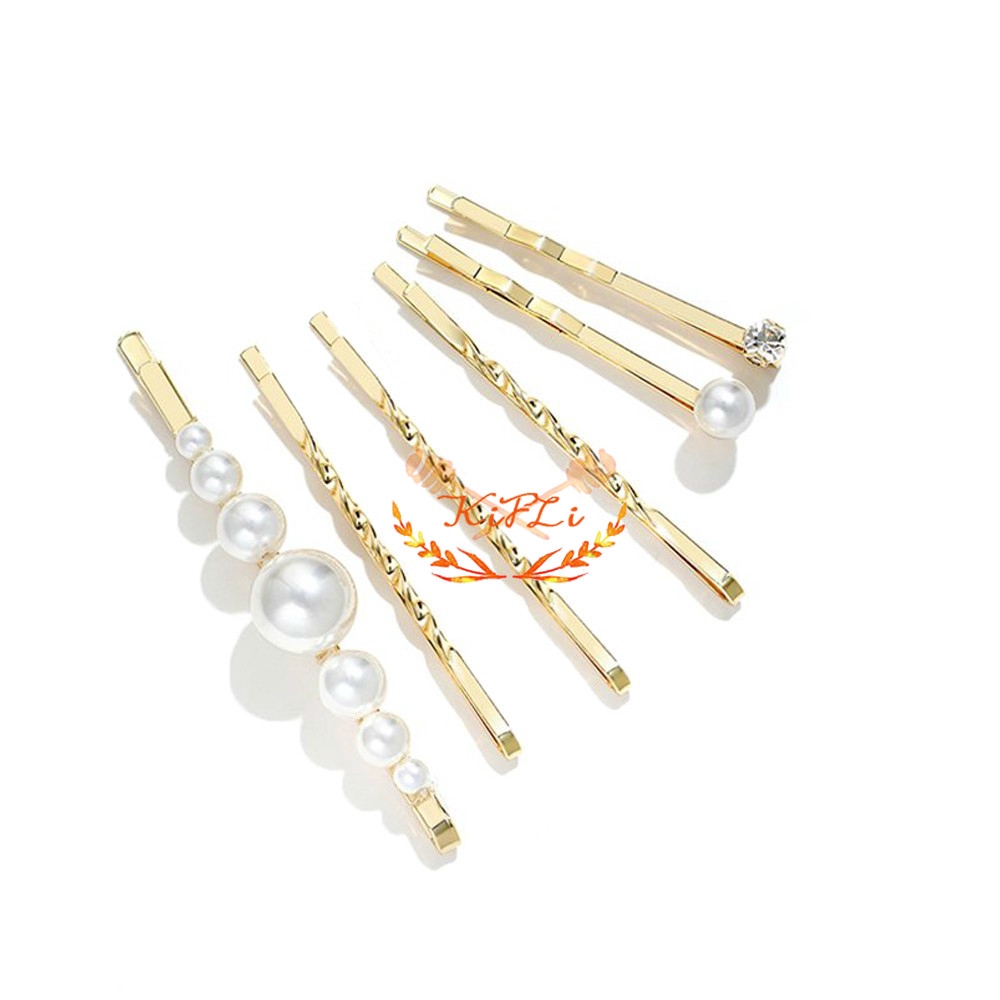 Set 6 Kẹp Tóc Đính Ngọc Trai Nhân Tạo Thời Trang