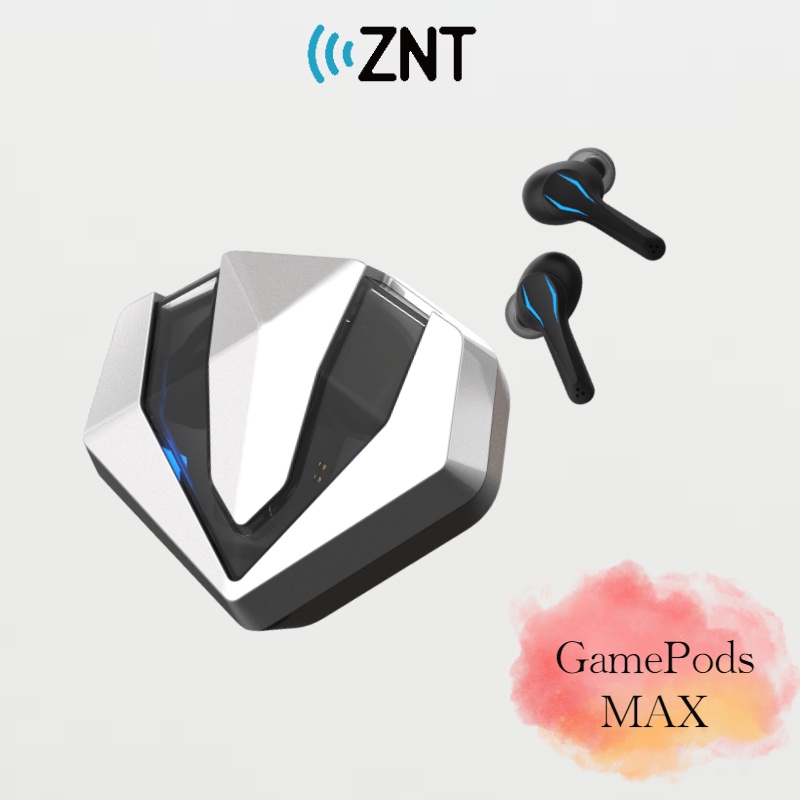 Tai nghe ZNT GamePods MAX mạ bạc thiết kế không dây có Mic ưu điểm kháng nước IPX5