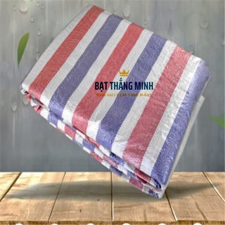 Bạt kẻ sọc công trình 3 màu rộng 4m, bạt trải lót bê tông xây dựng, bạt che hàng hóa rẻ