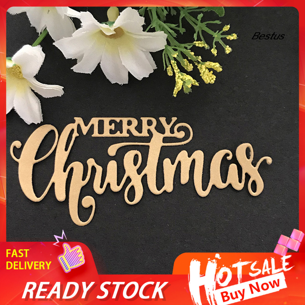 Khuôn Cắt Chữ Merry Christmas Trang Trí Thiệp Tiện Lợi