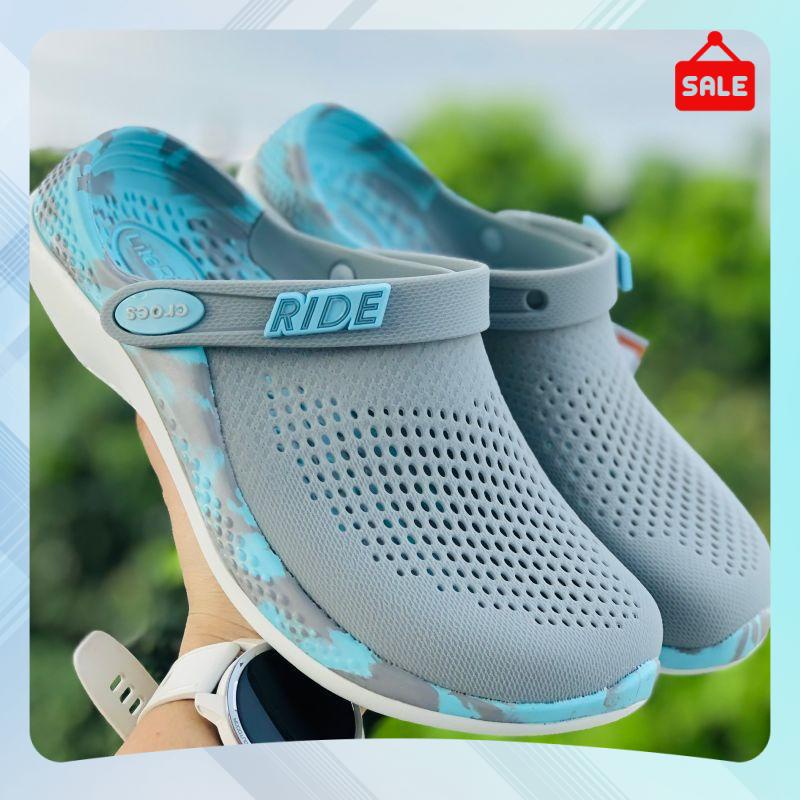 Dép Cross Literide 360 🎁 FREESHIP + Hàng loại 1 + Hộp 🎁 giày sục sandal Crocs quai ngang bít đầu nam nữ, loang xanh