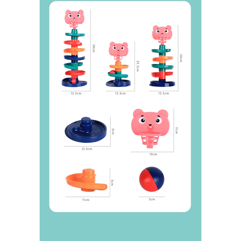 Tháp Bóng lăn, thả bóng xoay tròn, cầu trượt bóng, đồ chơi cho bé, trẻ em, đồ chơi thông minh phat triển trí tuệ