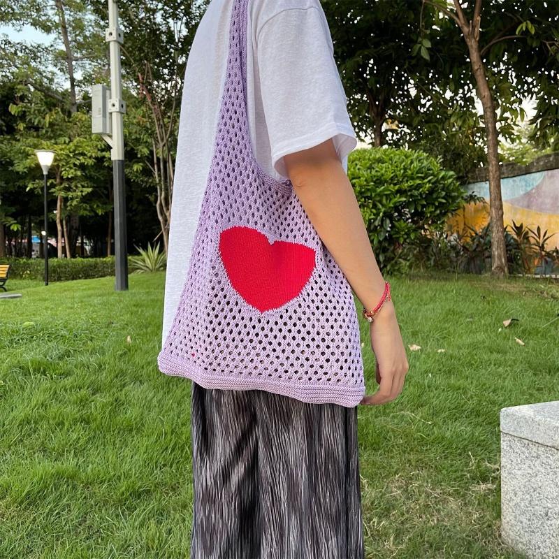 Túi Lưới Đeo Vai Đan Hình Trái Tim Xinh Xắn Cho Nữ