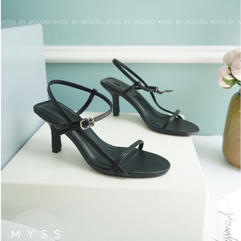 Giày sandal quai ngang phối dọc dây mảnh 5 cm cao cấp MYSS - SD162