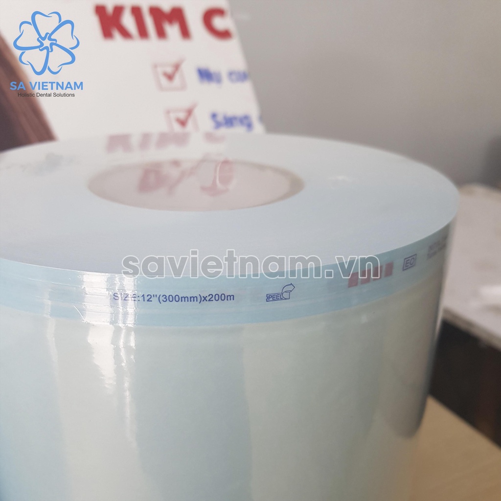 Cuộn túi hấp tiệt trùng y tế dạng dẹt 75mmx200m - Cuộn túi đóng gói vô trùng dụng cụ y tế, nha khoa  7.5 cm x 200m